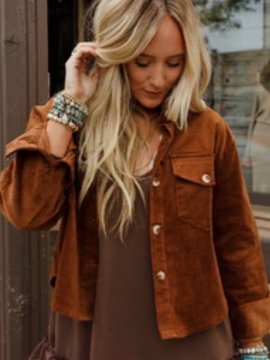 Bluivy Jackets & Blazers - Blu ivy cord cropped Shacket from three birds nest. NWT. M
